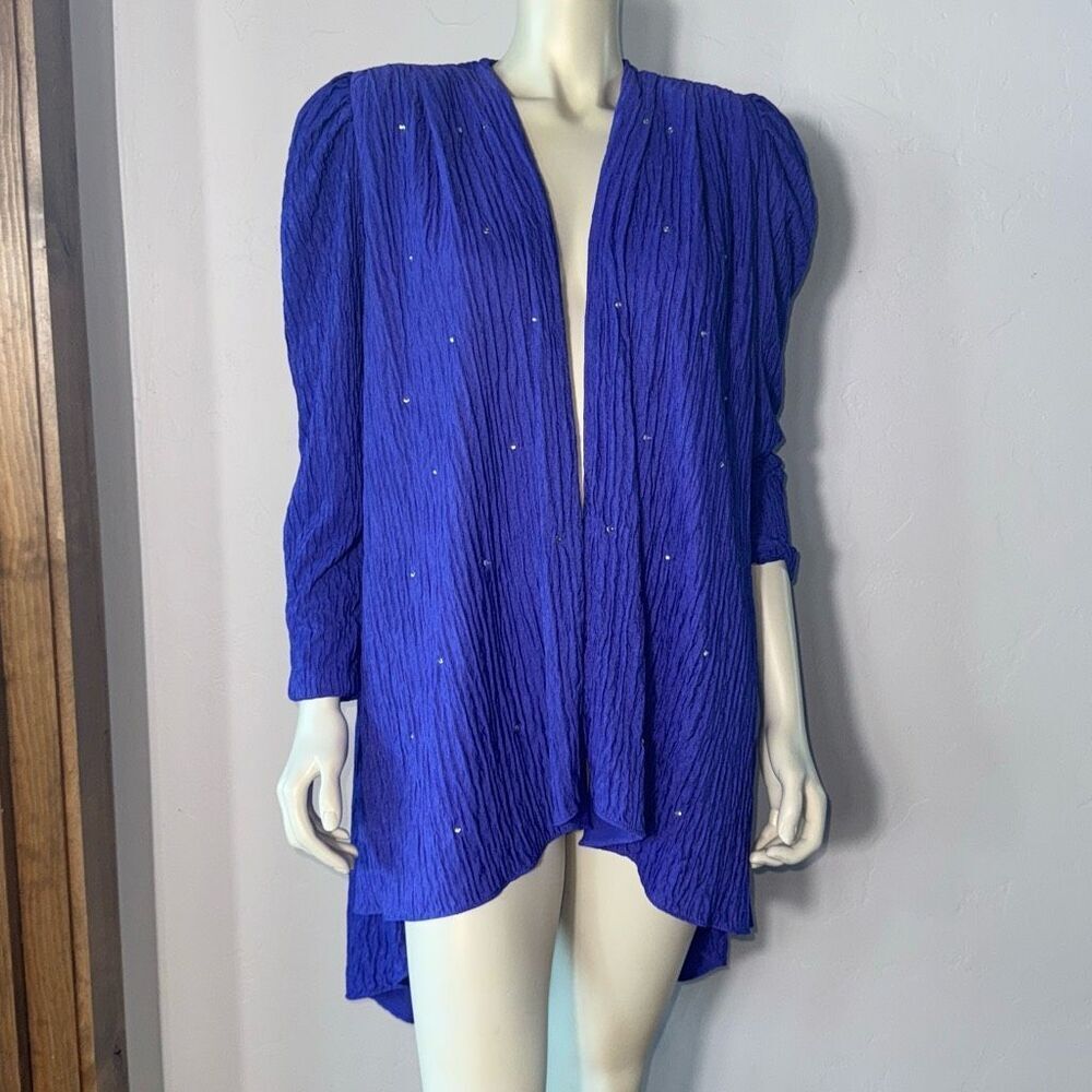 Vintage David Rose Purple Sequined Draped Bold Shoulder Cardigan‎ XL